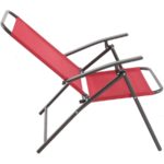 Juego de 4 sillas plegables y mesa con vidrio (rojo)